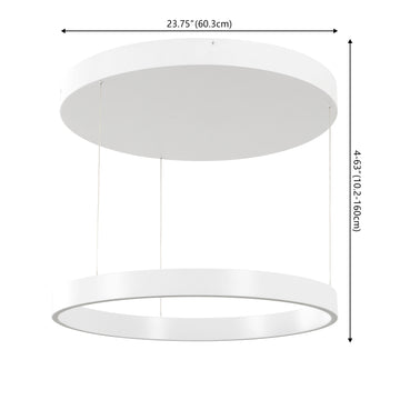 Jense 23.75" Minimalist Modern Metal Adjustable Dimmable Ring LED Pendant - JONATHAN Y